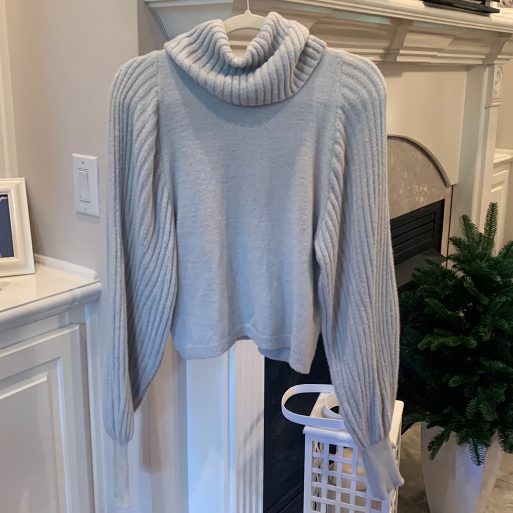 Express Gray Soft Crop Turtleneck Sweater